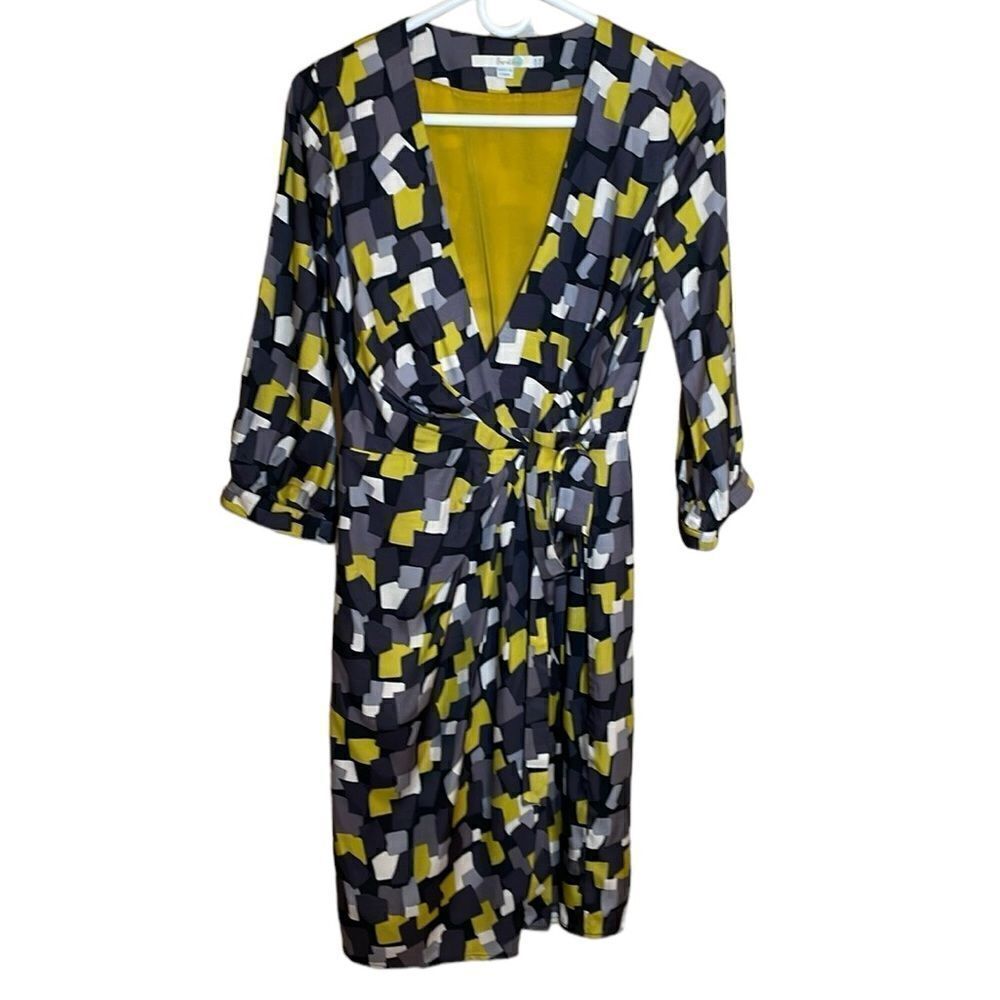BODEN Women's Geometric Dot Wrap Viscose Silk Dress Size US 4R
